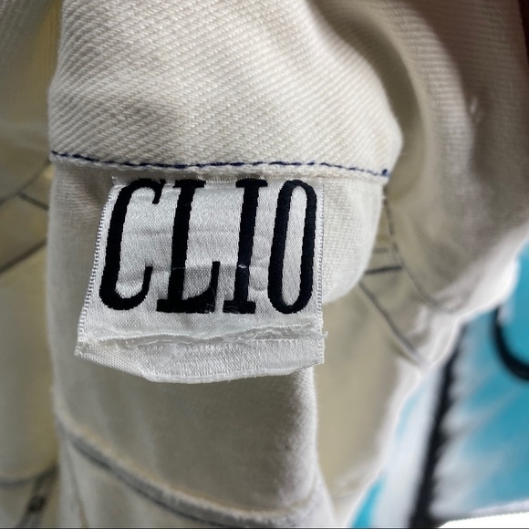 Vintage Clio white denim zip up jacket with silver rivets. Rivet embellished - Picture 9 of 11